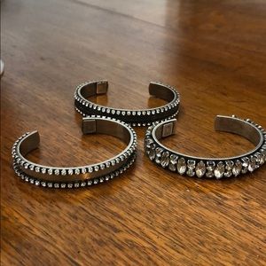 Trio of Dannijo Bangles-Gunmetal with Gemstones
